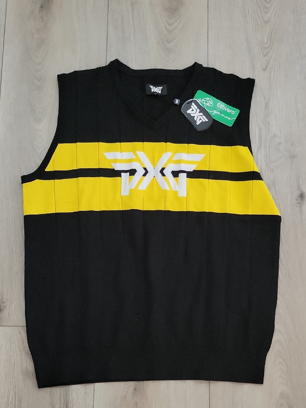 NWT PXG Black Yellow Logo Sleeveless Golf Vest